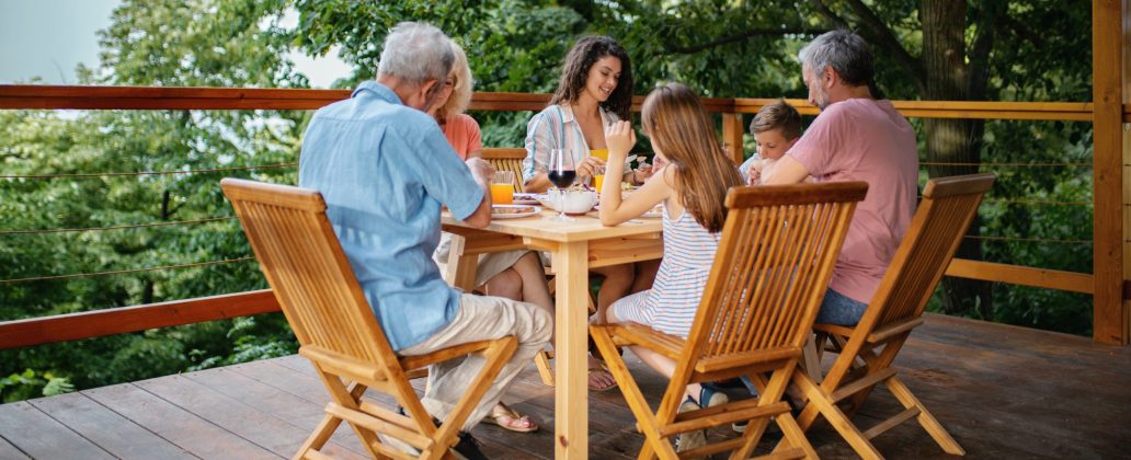 Family lunch on deck