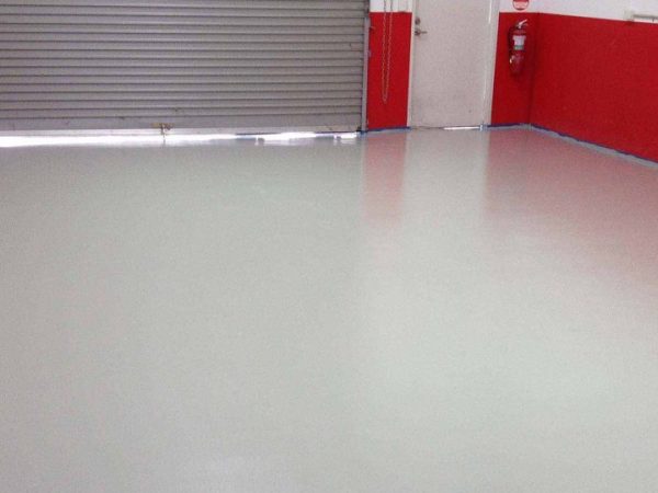 Epoxy floor coating for non-slip effect.