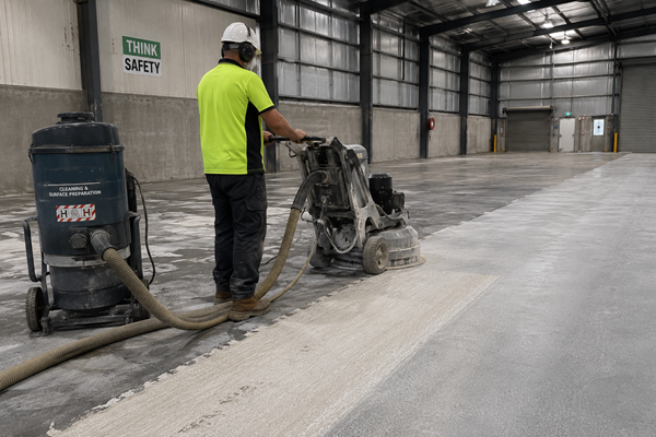 cleaning industrial warehouse floor