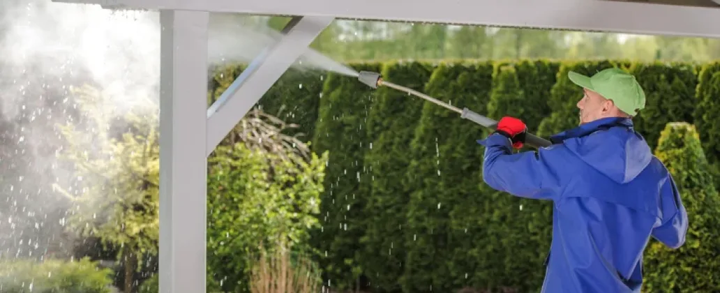 high pressure cleaning of outdoor porch