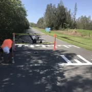 crossing line marking in progress