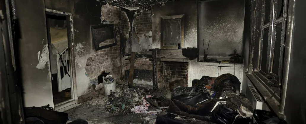 House interior damaged by fire